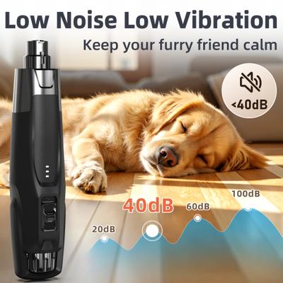 Show full view: Bousnic 50% More Power 6-Speed Dog & Cat Nail Grinder with 2 LED Lights & Extra Dust Cap, Black slide 2 of 7