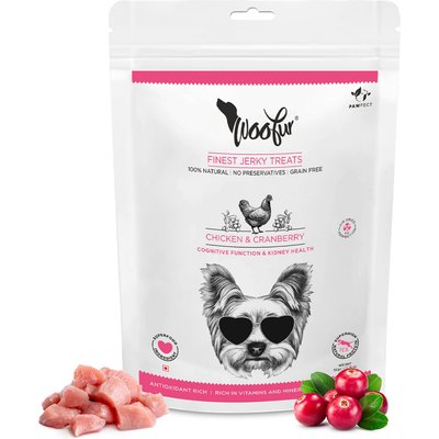 Pawfect Pawfect Woofur Chicken & Cranberry Air-Dried All Natural Grain-Free Jerky Dog Training Treat, 1.76-oz bag