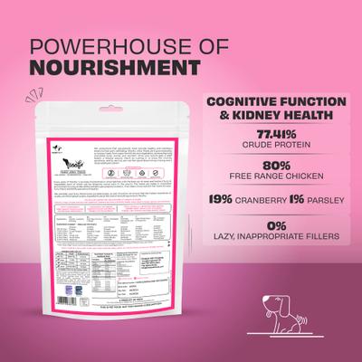 Show full view: Pawfect Woofur Chicken & Cranberry Air-Dried All Natural Grain-Free Jerky Dog Training Treat, 1.76-oz bag slide 3 of 10