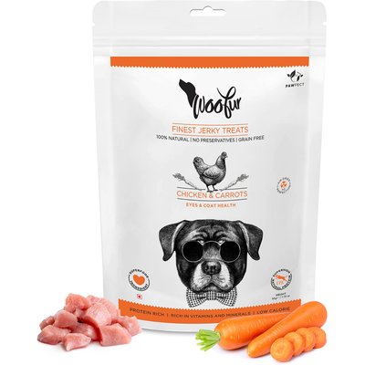 Pawfect Pawfect Woofur Chicken & Carrot Air-Dried All Natural Grain-Free Jerky Dog Training Treat, 1.76-oz bag