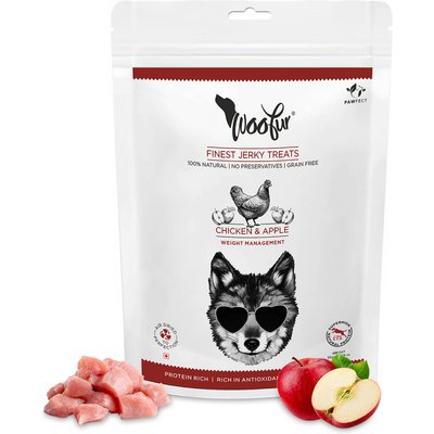 Pawfect Pawfect Woofur Chicken & Apple Air-Dried All Natural Grain-Free Jerky Dog Training Treat, 1.76-oz bag