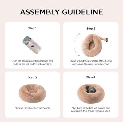 Show full view: Bedsure Calming Fluffy Plush Faux Fur Orthopedic Anti-Slip Donut Dog & Cat Bed, Camel, Small Plus slide 8 of 10