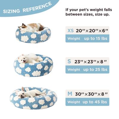 Show full view: Lesure Calming Cute Modern Plush Jacquard Shaggy Orthopedic Anti-Slip Donut Dog & Cat Bed with Removable Cover, Blue, Medium slide 5 of 9