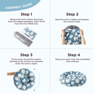 Lesure Calming Cute Modern Plush Jacquard Shaggy Orthopedic Anti-Slip Donut Dog & Cat Bed with Removable Cover, Blue, Medium