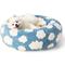 Show in main carousel: Lesure Calming Cute Modern Plush Jacquard Shaggy Orthopedic Anti-Slip Donut Dog & Cat Bed with Removable Cover, Blue, Small slide 1 of 9