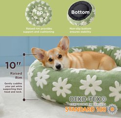 Lesure Calming Cute Modern Plush Jacquard Shaggy Orthopedic Anti-Slip Donut Dog & Cat Bed with Removable Cover, Large, Green slide 2 of 6
