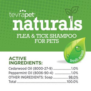 TevraPet Naturals Flea & Tick Dog & Cat Shampoo, 8-fl oz bottle