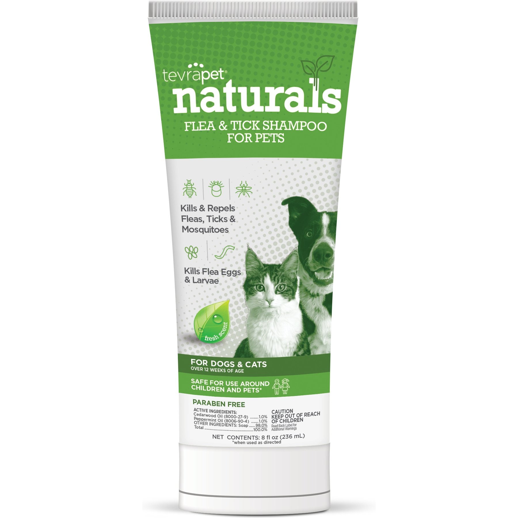 TevraPet Naturals Flea & Tick Dog & Cat Shampoo, 8 fl oz bottle