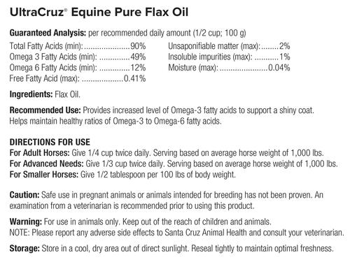 Show full view: UltraCruz Pure Flax Oil Skin, Coat & Hoof Care Liquid Horse Supplement, 1-gal bottle slide 3 of 4