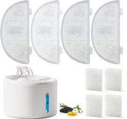 Casfuy W9 KDF-Enhanced Replacement Cat Water Fountain Filters & Sponges, 4 count