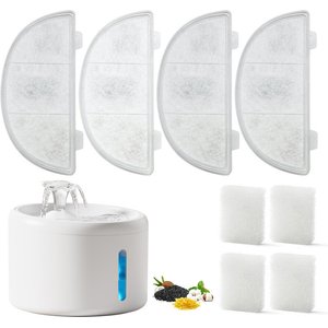 Casfuy W9 KDF-Enhanced Replacement Cat Water Fountain Filters & Sponges, 4 count