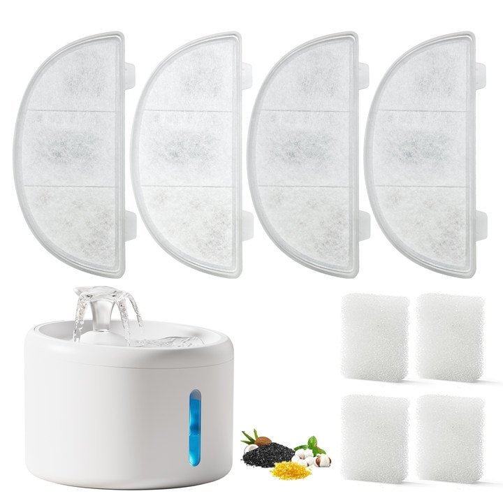 Casfuy W9 Kdf-enhanced Replacement Cat Water Fountain Filters & Sponges, 4 Count