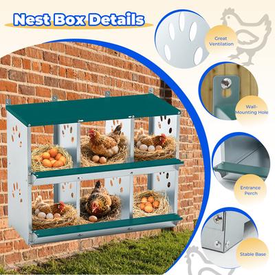 Show full view: Yafylly 6 Nest Galvanized Steel Chicken Laying Box, 24-lb bag slide 4 of 8