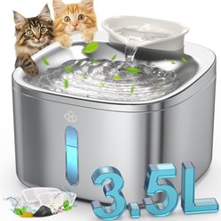 OneIsAll PW03 Automatic Stainless Steel Cat Water Fountain, Medium: 3.5-L slide 2 of 9