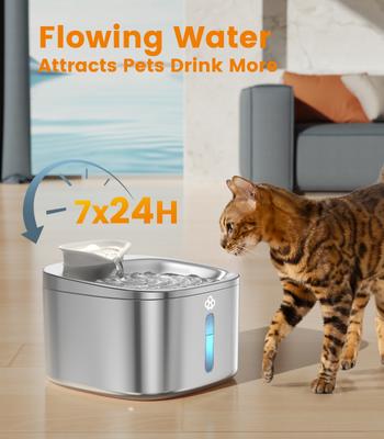 Show full view: OneIsAll PW03 Automatic Stainless Steel Cat Water Fountain, Medium: 3.5-L slide 2 of 11