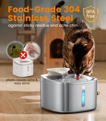 Show full view: OneIsAll PW03 Automatic Stainless Steel Cat Water Fountain, Medium: 3.5-L slide 3 of 11
