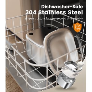 OneIsAll PW04 Stainless Steel Cat Water Fountain, Silver, 118-oz
