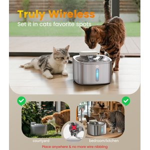 OneIsAll PW04 Stainless Steel Cat Water Fountain, Silver, 118-oz