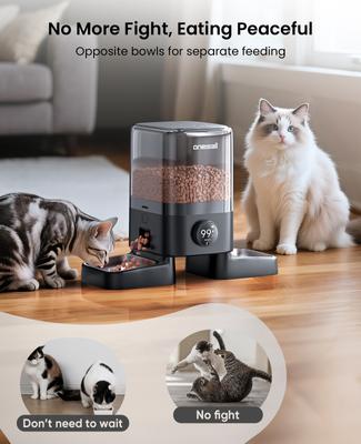 Show full view: OneIsAll PF10 Cordless WiFi Food Dispenser Smart App Control Automatic Two Cat Feeders, Medium: 20-cup slide 7 of 10