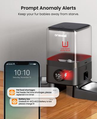 Show full view: OneIsAll PF10 Cordless WiFi Food Dispenser Smart App Control Automatic Two Cat Feeders, Medium: 20-cup slide 6 of 10