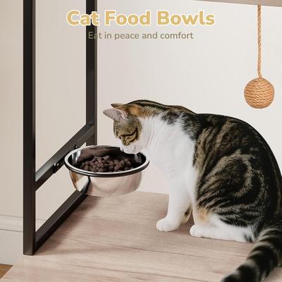 Show full view: Yafylly 2-in-1 Cat Tree with Litter Box Enclosure, White/Gray, Large slide 3 of 7