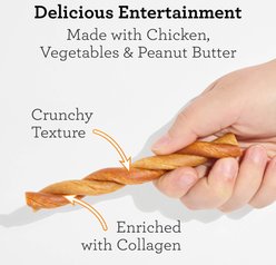 DreamBone CollaYUMS Twists Plus Collagen Chicken & Peanut Butter Flavor Rawhide Free Dog Chews, 20 count slide 2 of 9