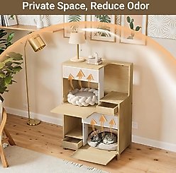 Yafylly Side Table Cat Litter Box Enclosure, Natural, Large slide 2 of 7