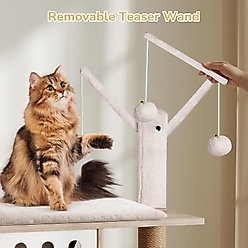 Yafylly Cat Tree with Scratching Posts & Litter Box Enclosure, White/Gray, Large slide 2 of 8