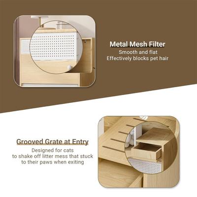 Show full view: Yafylly Side Table Cat Litter Box Enclosure, Natural, Large slide 7 of 7