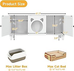 Yafylly Wood Cat Cabinet with Sisal Cat Scratcher, Cream White, Large slide 2 of 7