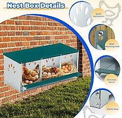Yafylly 3 Nest Galvanized Steel Chicken Nesting Box, 16-lb bag slide 2 of 7