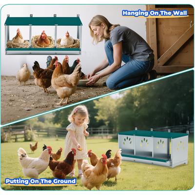 Show full view: Yafylly 3 Nest Galvanized Steel Chicken Nesting Box, 16-lb bag slide 5 of 7