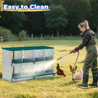 Show full view: Yafylly 8 Compartment Galvanized Steel Chicken Nesting Box, 37-lb bag slide 4 of 7