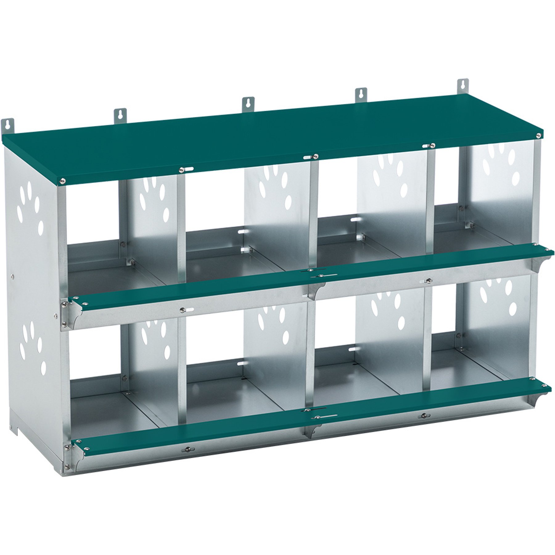 Yafylly 8 Compartment Galvanized Steel Chicken Nesting Box, 37-lb bag