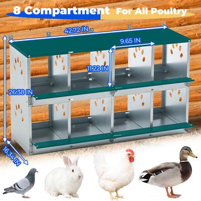Show full view: Yafylly 8 Compartment Galvanized Steel Chicken Nesting Box, 37-lb bag slide 2 of 7