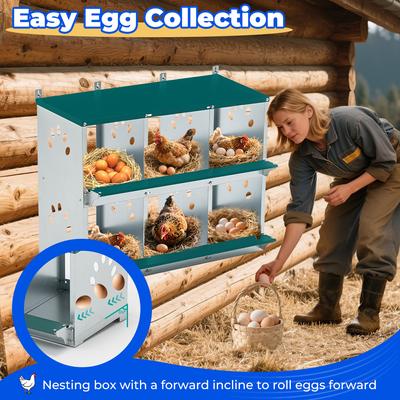 Show full view: Yafylly 6 Nest Galvanized Steel Chicken Laying Box, 24-lb bag slide 7 of 8
