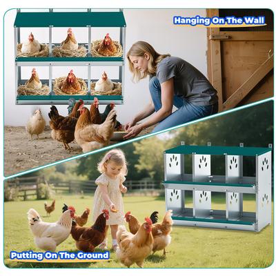 Show full view: Yafylly 6 Nest Galvanized Steel Chicken Laying Box, 24-lb bag slide 5 of 8