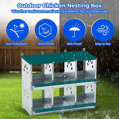 Show full view: Yafylly 6 Nest Galvanized Steel Chicken Laying Box, 24-lb bag slide 3 of 8