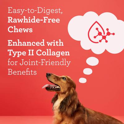 Show full view: DreamBone CollaYUMS Twists Plus Collagen Chicken & Peanut Butter Flavor Rawhide Free Dog Chews, 20 count slide 5 of 12