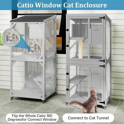 Show full view: Yafylly Outdoor Waterproof Roof Cat House with Wheels, Gray, Large slide 3 of 7