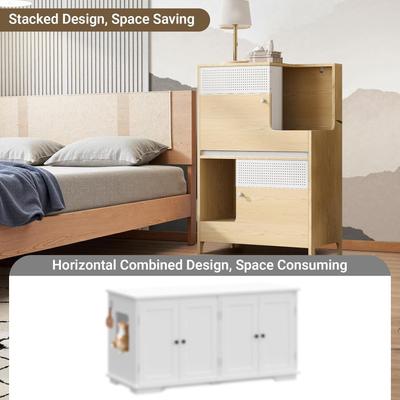 Show full view: Yafylly Side Table Cat Litter Box Enclosure, Natural, Large slide 5 of 7