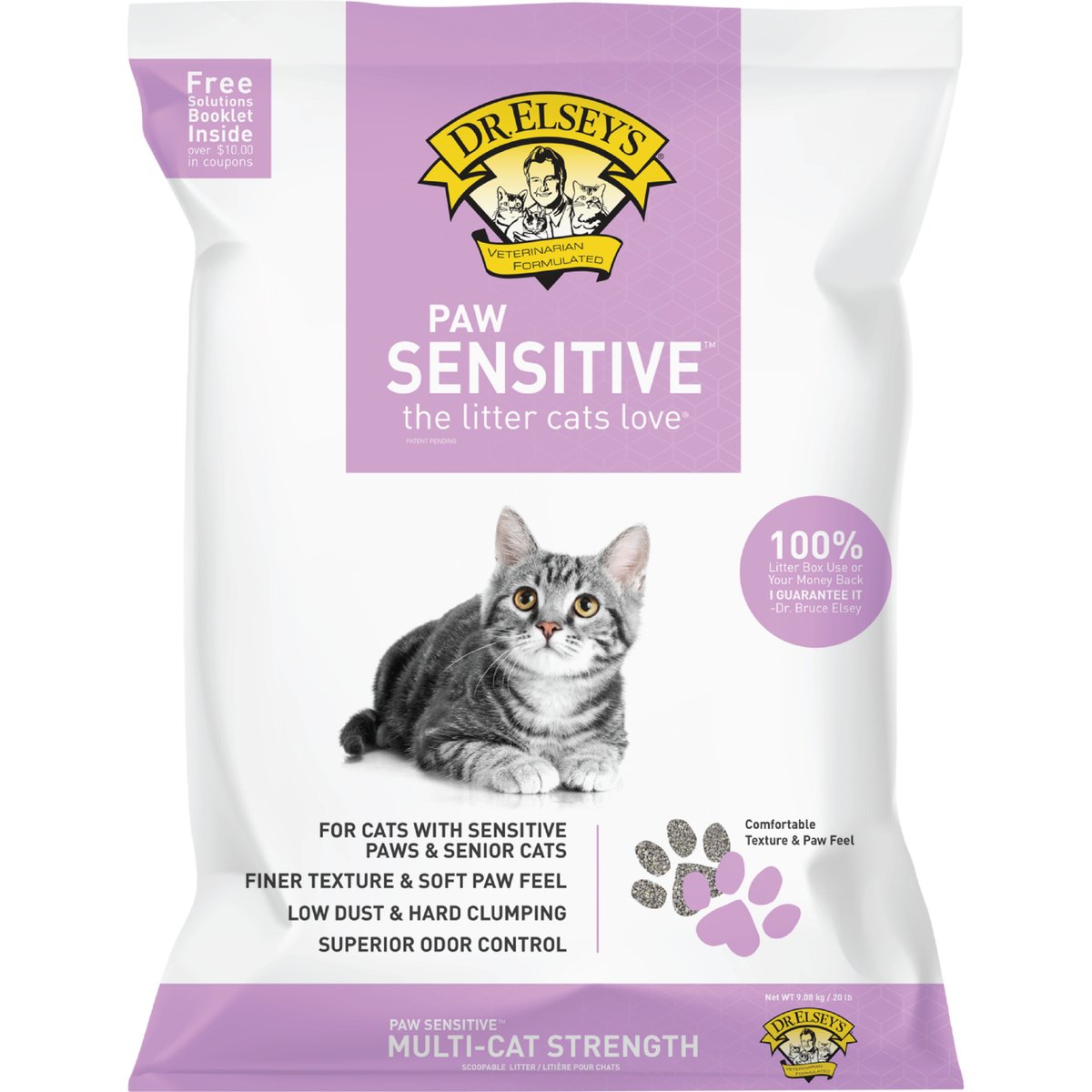 Dr. Elsey's Paw Sensitive Clumping Clay Cat Litter, 20-lb bag
