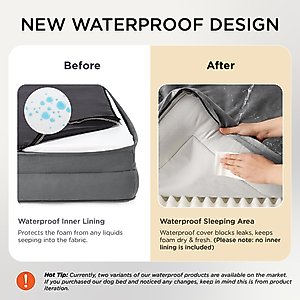 Bedsure Orthopedic Bolster Dog Sofa Bed with Removable Cover, Grey, X-Large