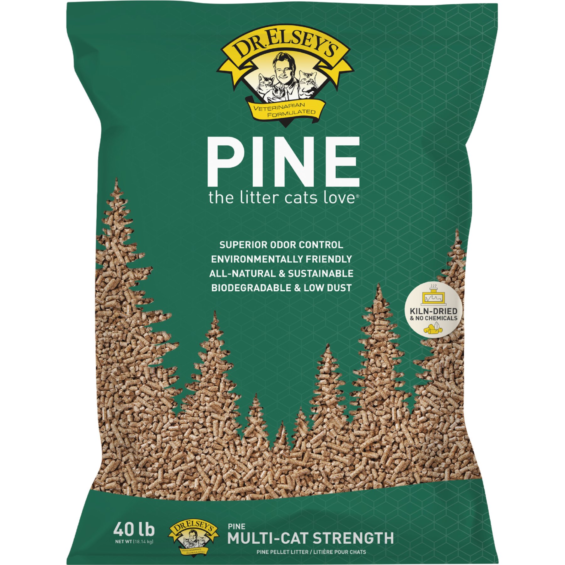 Dr. Elsey's Pine All-Natural Kiln-Dried Cat Litter, 40-lb bag