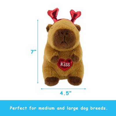 Show full view: Linzy Toys Capybara Squeaky Dog Plush Toy, Brown, 7-in slide 3 of 5