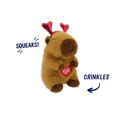 Show full view: Linzy Toys Capybara Squeaky Dog Plush Toy, Brown, 7-in slide 2 of 5