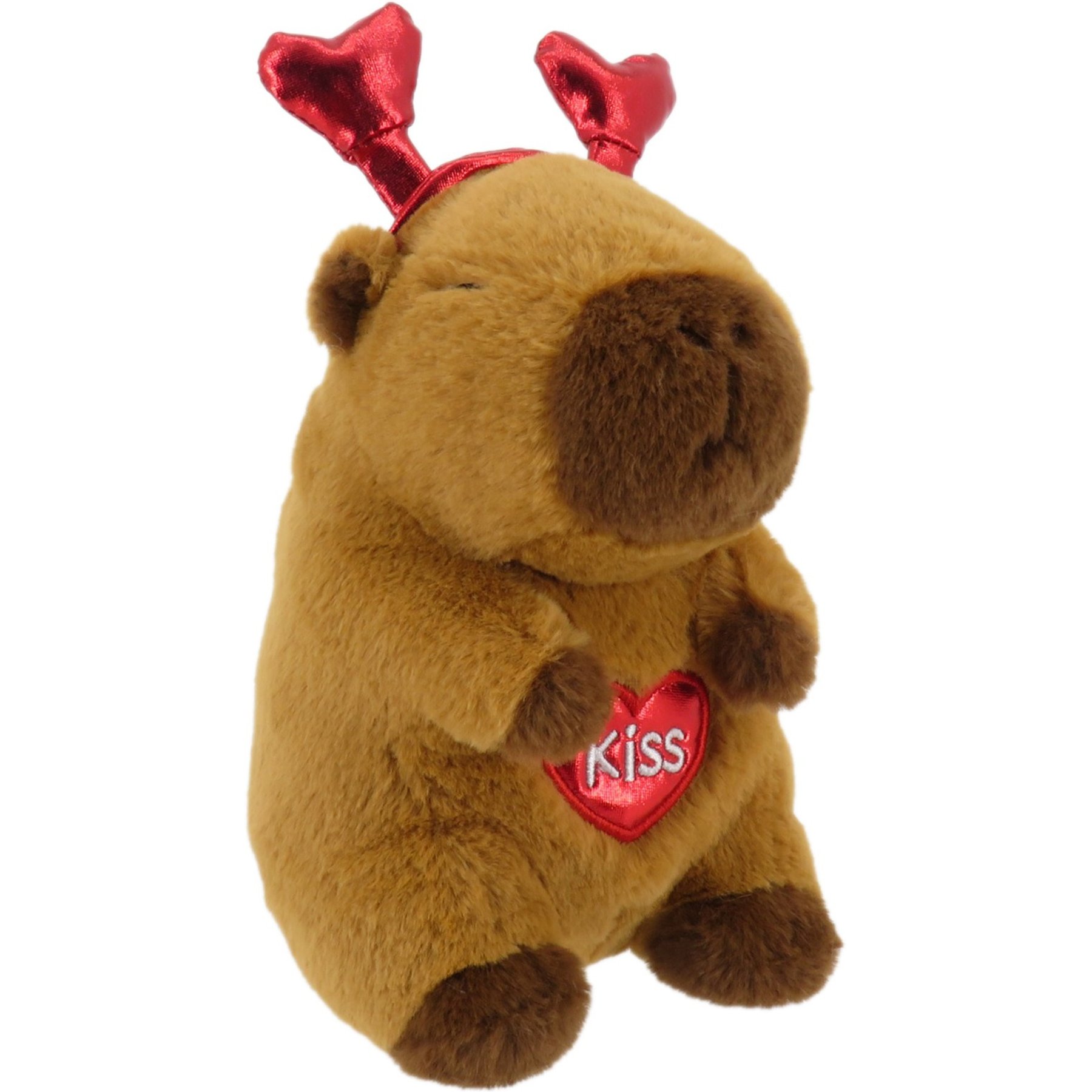 Linzy Toys Capybara Squeaky Dog Plush Toy, Brown, 7-in