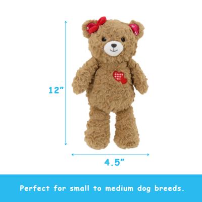 Show full view: Linzy Toys Bear Squeaky Dog Plush Toy, Brown, 12-in slide 3 of 7