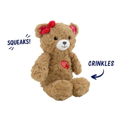 Show full view: Linzy Toys Bear Squeaky Dog Plush Toy, Brown, 12-in slide 2 of 7