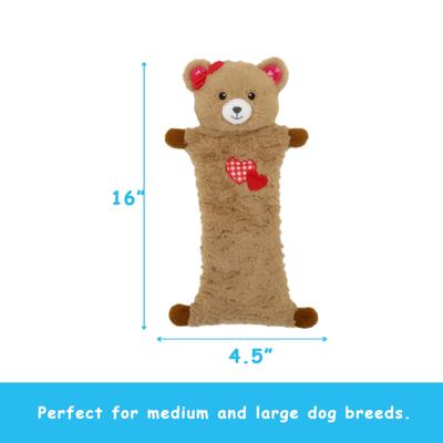 Show full view: Linzy Toys Flat Crinklez Bear Squeaky Stuffing-Free Dog Plush Toy, Brown, 16-in slide 3 of 5